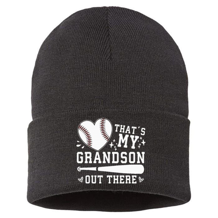 Thats My Grandson Out There Baseball Grandma Sustainable Knit Beanie