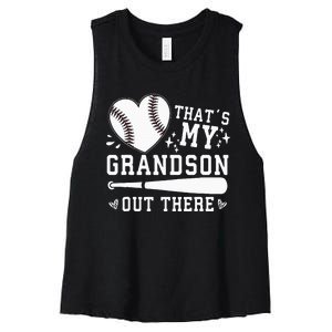 Thats My Grandson Out There Baseball Grandma Women's Racerback Cropped Tank