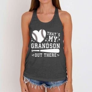 Thats My Grandson Out There Baseball Grandma Women's Knotted Racerback Tank