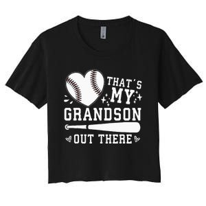 Thats My Grandson Out There Baseball Grandma Women's Crop Top Tee