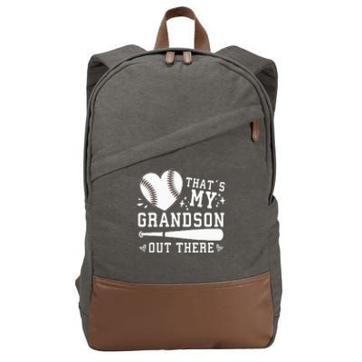 Thats My Grandson Out There Baseball Grandma Cotton Canvas Backpack