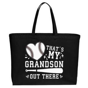 Thats My Grandson Out There Baseball Grandma Cotton Canvas Jumbo Tote