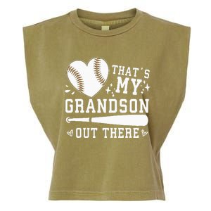 Thats My Grandson Out There Baseball Grandma Garment-Dyed Women's Muscle Tee