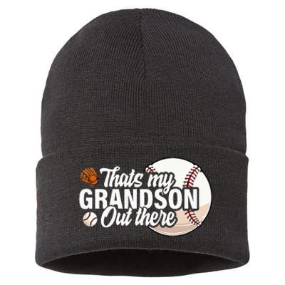 ThatS My Grandson Out There Baseball Grandpa Grandma Sustainable Knit Beanie