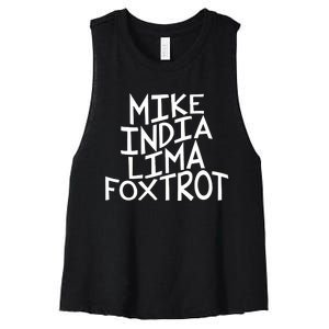 Trendy MILF Gift For Mothers Day Mike India Lima Foxtrot Women's Racerback Cropped Tank