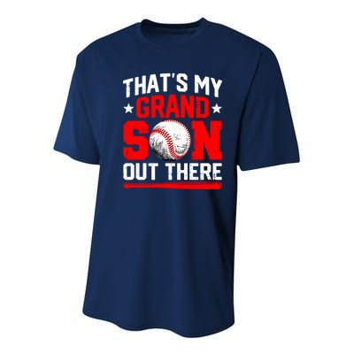 That's My Grandson Out There Grandparent Baseball Mama Papa Youth Performance Sprint T-Shirt