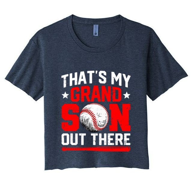 That's My Grandson Out There Grandparent Baseball Mama Papa Crop Top