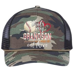 Thats My Grandson Out There Baseball Grandma Mothers Day Retro Rope Trucker Hat Cap