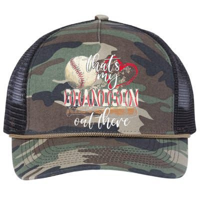 Thats My Grandson Out There Baseball Grandma Mothers Day Retro Rope Trucker Hat Cap