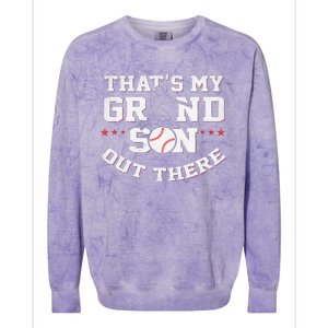 Thats My Grandson Out There Gifts Women Baseball Grandma Mom Colorblast Crewneck Sweatshirt