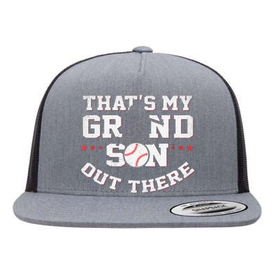 Thats My Grandson Out There Gifts Women Baseball Grandma Mom Flat Bill Trucker Hat