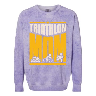 Triathlon Mom Gift Colorblast Crewneck Sweatshirt