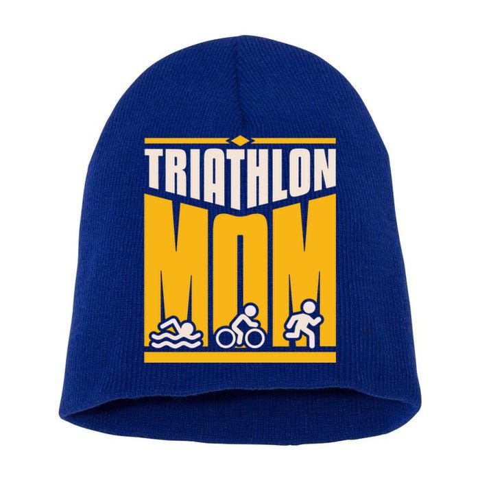 Triathlon Mom Gift Short Acrylic Beanie