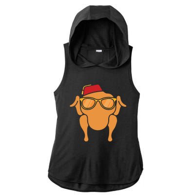 Thanksgiving Meaningful Gift Turkey Head Funny Gift For Friends Cool Gift Ladies PosiCharge Tri-Blend Wicking Draft Hoodie Tank