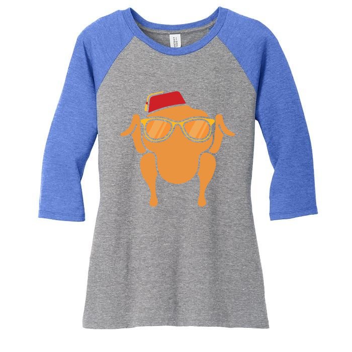 Thanksgiving Meaningful Gift Turkey Head Funny Gift For Friends Cool Gift Women's Tri-Blend 3/4-Sleeve Raglan Shirt