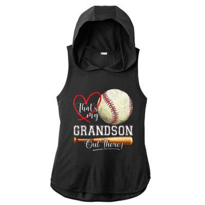 ThatS My Grandson Out There Baseball Grandma MotherS Day Gift Ladies PosiCharge Tri-Blend Wicking Draft Hoodie Tank