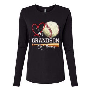 ThatS My Grandson Out There Baseball Grandma MotherS Day Gift Womens Cotton Relaxed Long Sleeve T-Shirt