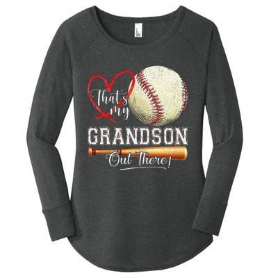 ThatS My Grandson Out There Baseball Grandma MotherS Day Gift Women's Perfect Tri Tunic Long Sleeve Shirt