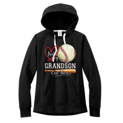 ThatS My Grandson Out There Baseball Grandma MotherS Day Gift Women's Fleece Hoodie