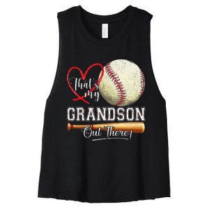 ThatS My Grandson Out There Baseball Grandma MotherS Day Gift Women's Racerback Cropped Tank