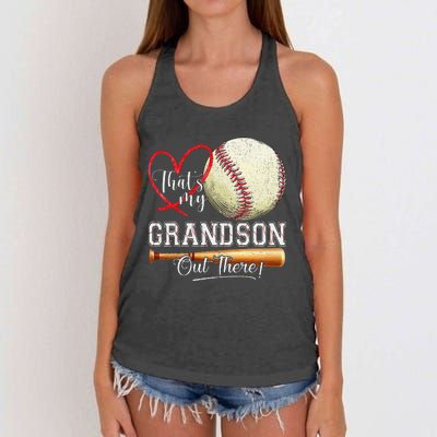 ThatS My Grandson Out There Baseball Grandma MotherS Day Gift Women's Knotted Racerback Tank