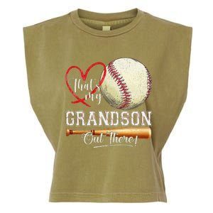 ThatS My Grandson Out There Baseball Grandma MotherS Day Gift Garment-Dyed Women's Muscle Tee