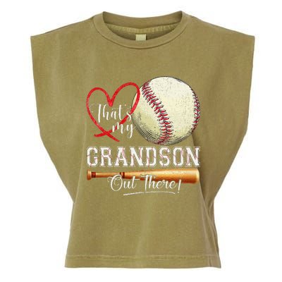 ThatS My Grandson Out There Baseball Grandma MotherS Day Gift Garment-Dyed Women's Muscle Tee