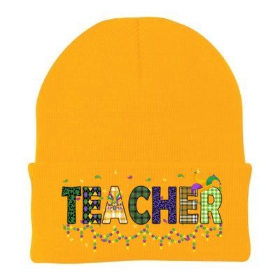 Teacher Mardi Gras Celebration Knit Cap Winter Beanie