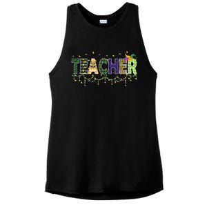 Teacher Mardi Gras Celebration Ladies PosiCharge Tri-Blend Wicking Tank