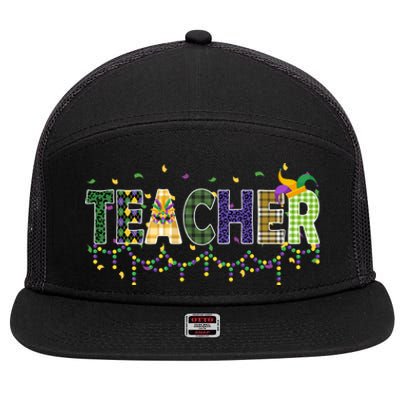 Teacher Mardi Gras Celebration 7 Panel Mesh Trucker Snapback Hat