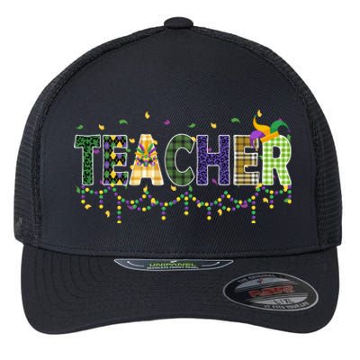 Teacher Mardi Gras Celebration Flexfit Unipanel Trucker Cap