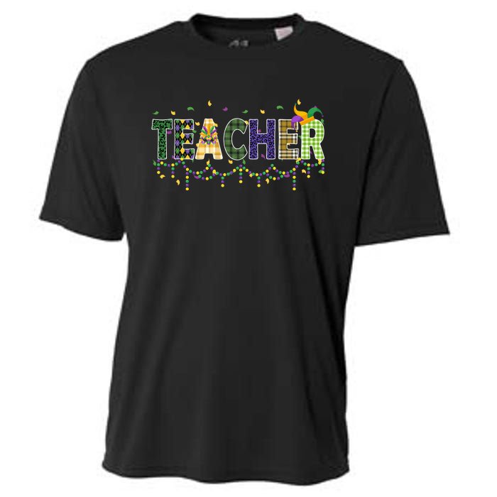 Teacher Mardi Gras Celebration Cooling Performance Crew T-Shirt