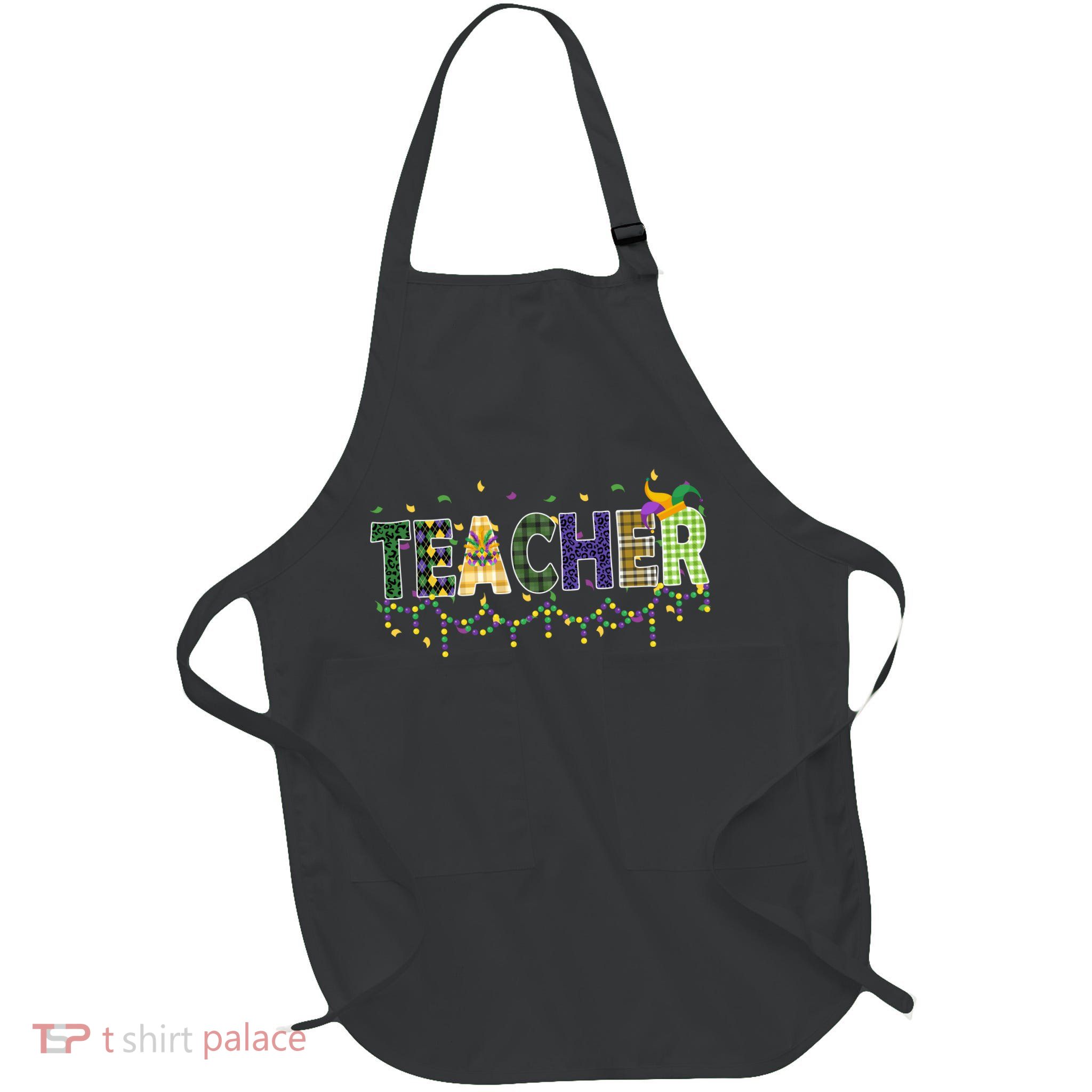 Teacher Mardi Gras Celebration Full-Length Apron With Pockets