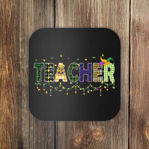 Teacher Mardi Gras Celebration Coaster