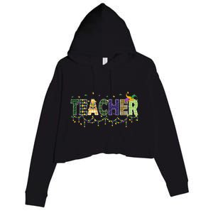 Teacher Mardi Gras Celebration Crop Fleece Hoodie