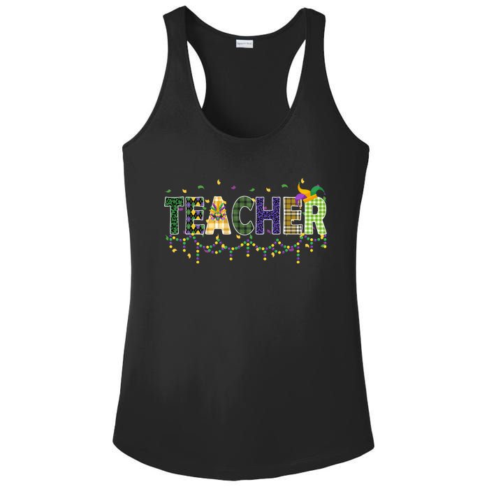 Teacher Mardi Gras Celebration Ladies PosiCharge Competitor Racerback Tank