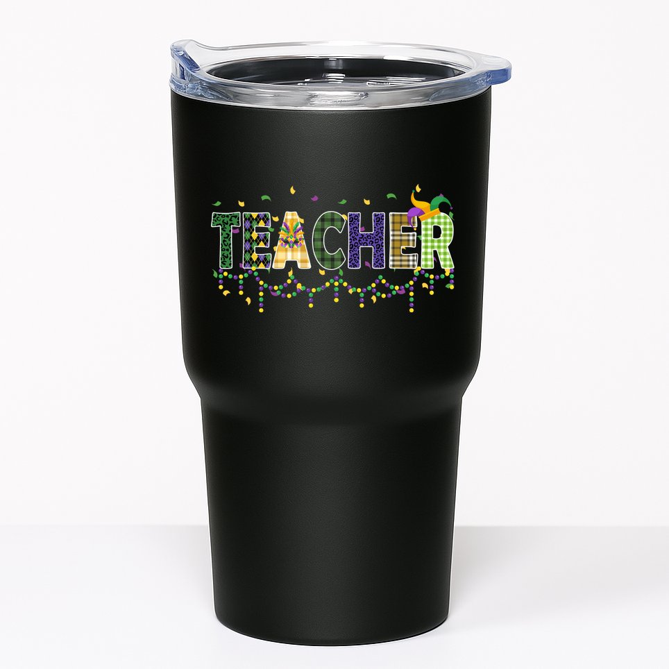Teacher Mardi Gras Celebration Tumbler