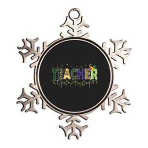 Teacher Mardi Gras Celebration Metallic Star Ornament