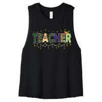 Teacher Mardi Gras Celebration Women's Racerback Cropped Tank