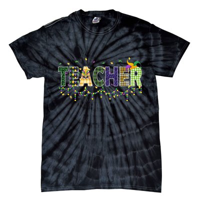 Teacher Mardi Gras Celebration Tie-Dye T-Shirt