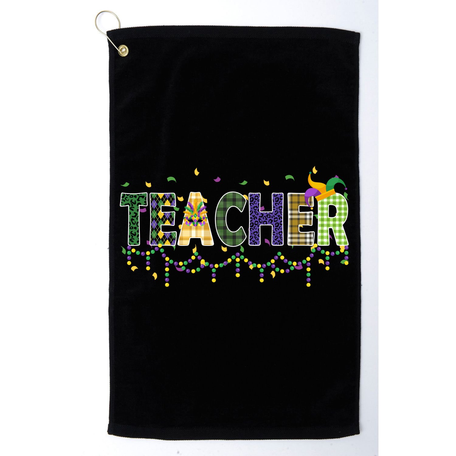 Teacher Mardi Gras Celebration Golf Towel