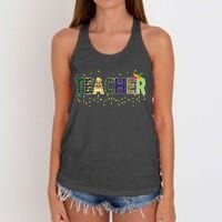 Teacher Mardi Gras Celebration Women's Knotted Racerback Tank