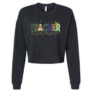 Teacher Mardi Gras Celebration Cropped Pullover Crew