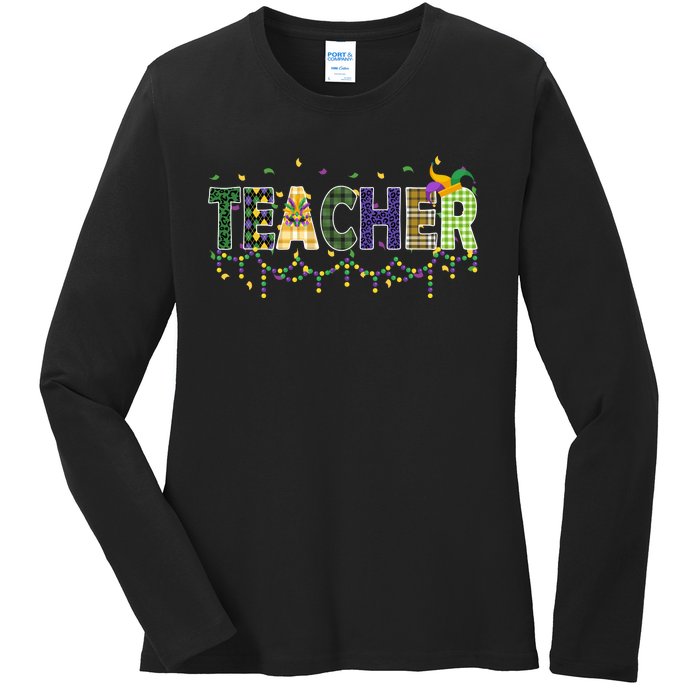 Teacher Mardi Gras Celebration Ladies Long Sleeve Shirt