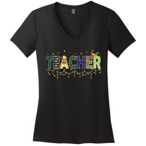 Teacher Mardi Gras Celebration Women's V-Neck T-Shirt