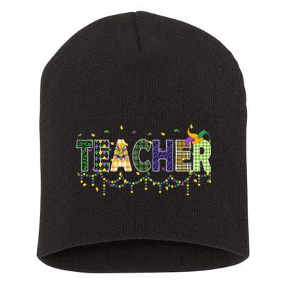 Teacher Mardi Gras Celebration Short Acrylic Beanie