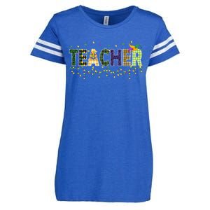 Teacher Mardi Gras Celebration Enza Ladies Jersey Football T-Shirt