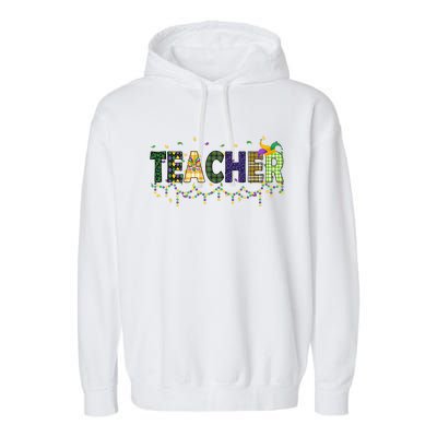 Teacher Mardi Gras Celebration Garment-Dyed Fleece Hoodie