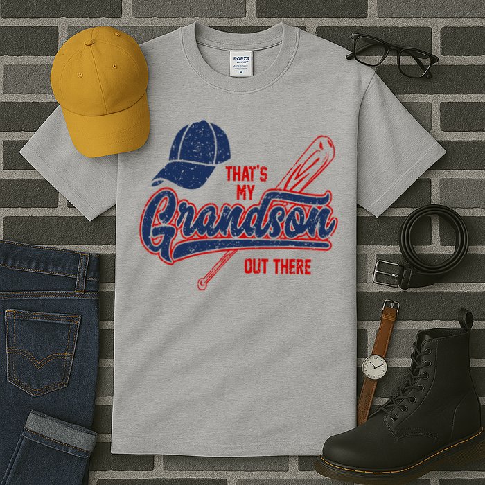 That's My Grandson Out There Baseball Inspired Double Play Tall T-Shirt