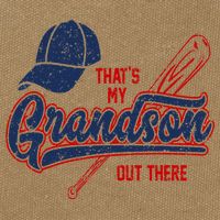 That's My Grandson Out There Baseball Inspired Double Play Cotton Canvas Backpack